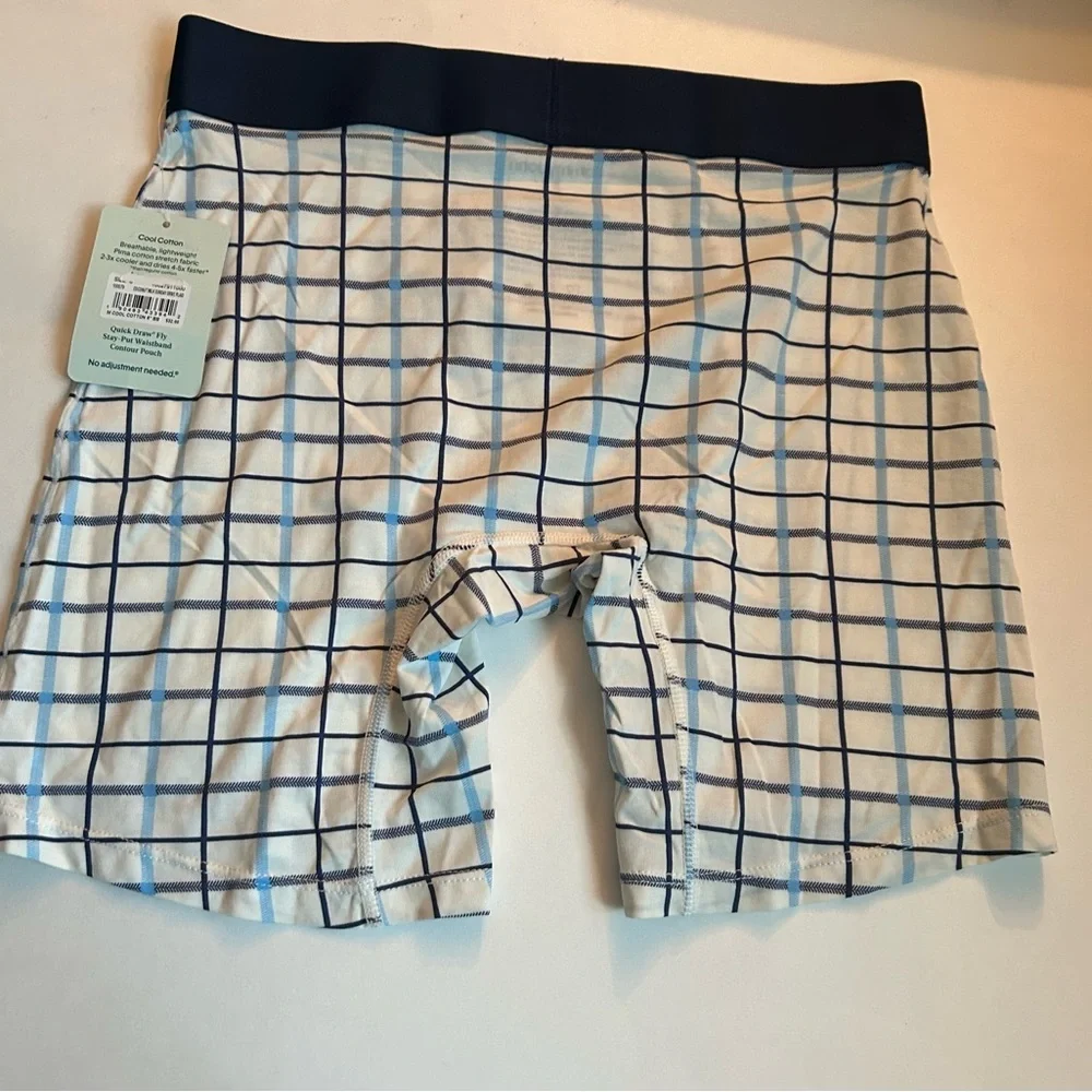 Tommy John Second Skin Boxer Briefs Coconut Milk Sundae Plaid Small NWT